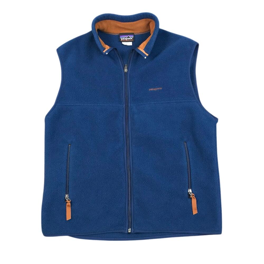 PATAGONIA Synchilla Fleece Vest Men L Blue Unisex Outdoor Timeless Travel Comfy - Picture 2 of 11